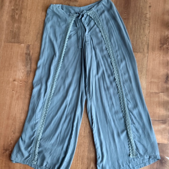 Palazzo Wrap Pants Hippie Bohemian Beach Boho Blue NWT Large - Picture 1 of 9